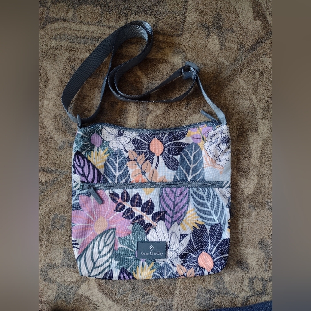 Vera Bradley Botanical Crossbody Hipster Purse Nylon Recycled Material Nylon